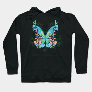 Elegant butterfly Teal Hoodie